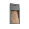 LED-sensor-udendørs LED-væglampe SALMON, trælook, højde 33 cm IP44
