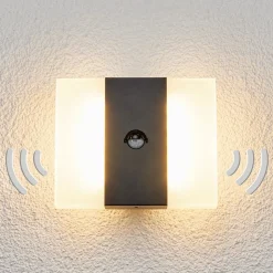 LED-sensor-udendørs væglampe Kumi, grafit, IP44