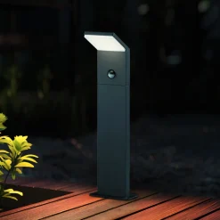 LED-sensor-vejlampe PEARL, højde 50 cm, antracitgrå metal, IP54
