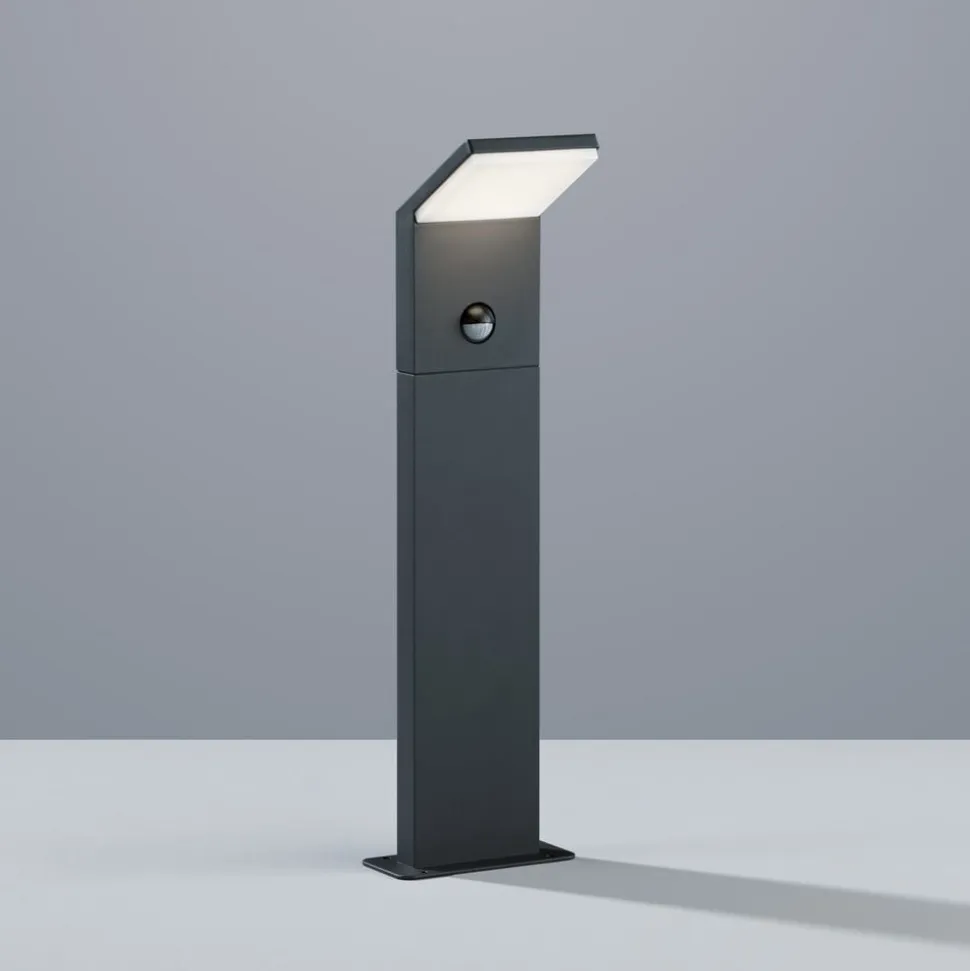 LED-sensor-vejlampe PEARL, højde 50 cm, antracitgrå metal, IP54