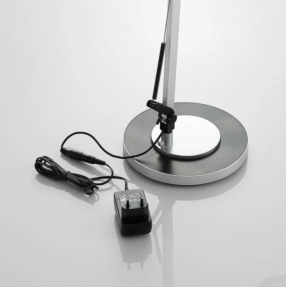 LED-skrivebordlampe Rilana med dæmper, sølv