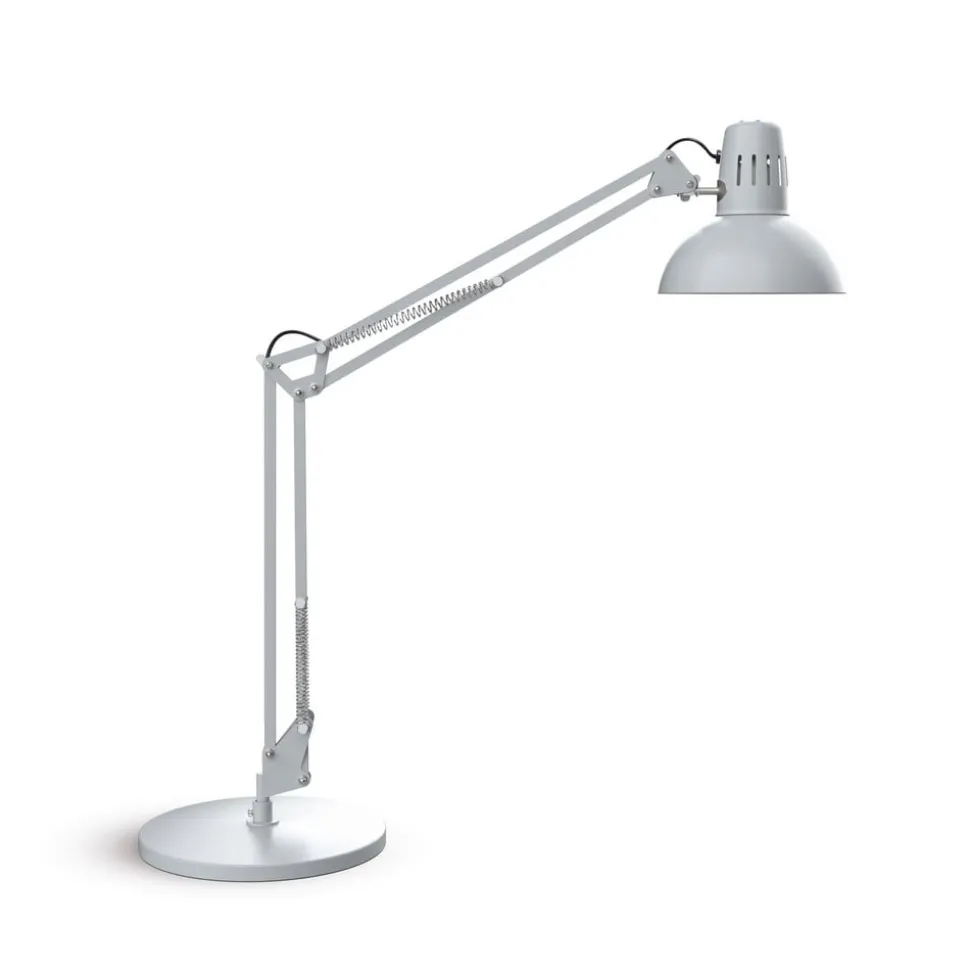 LED-skrivebordslampe MAULstudy, sølvfarvet, 49 cm, E27