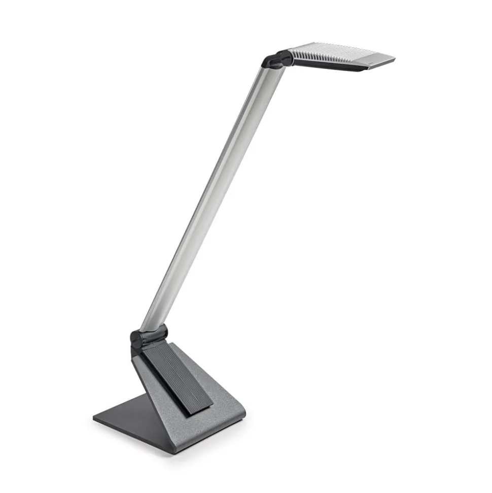 LED-skrivebordslampe MAULsolaris, sølv, højde 64 cm