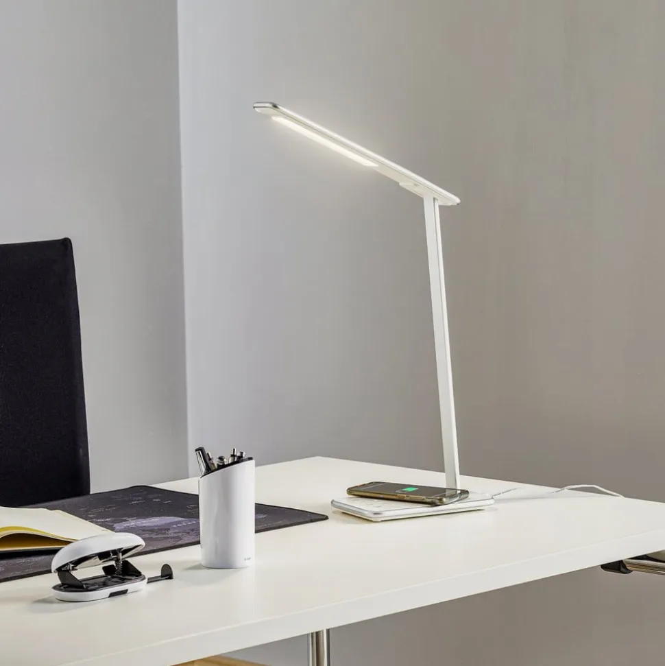 LED-skrivebordslampe Orbit med induktion sølv