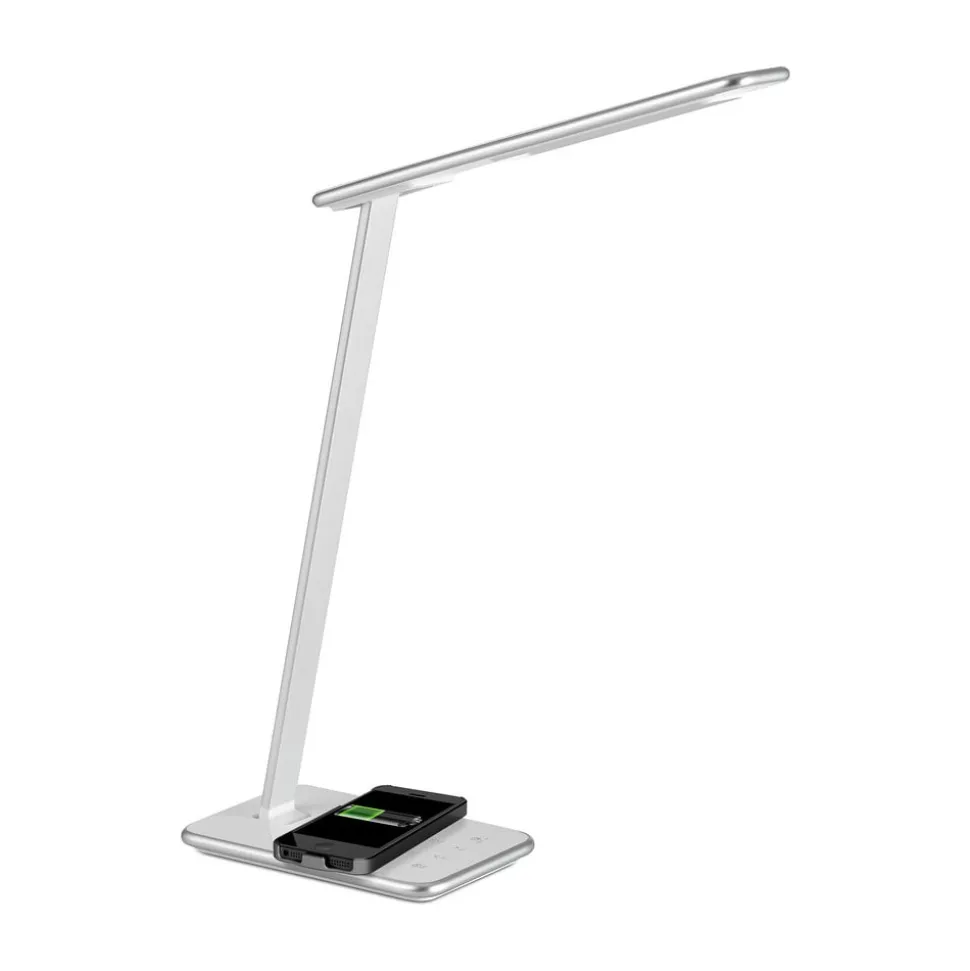 LED-skrivebordslampe Orbit med induktion sølv