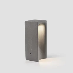 LED-sokkellampe Grot, 2700K, grå, beton, IP55, højde 40 cm