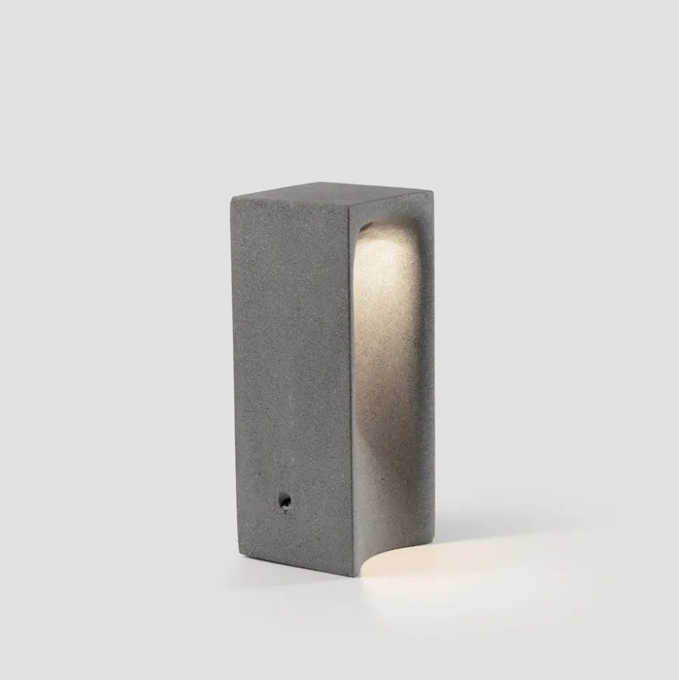 LED-sokkellampe Grot, 2700K, grå, beton, IP55, højde 40 cm