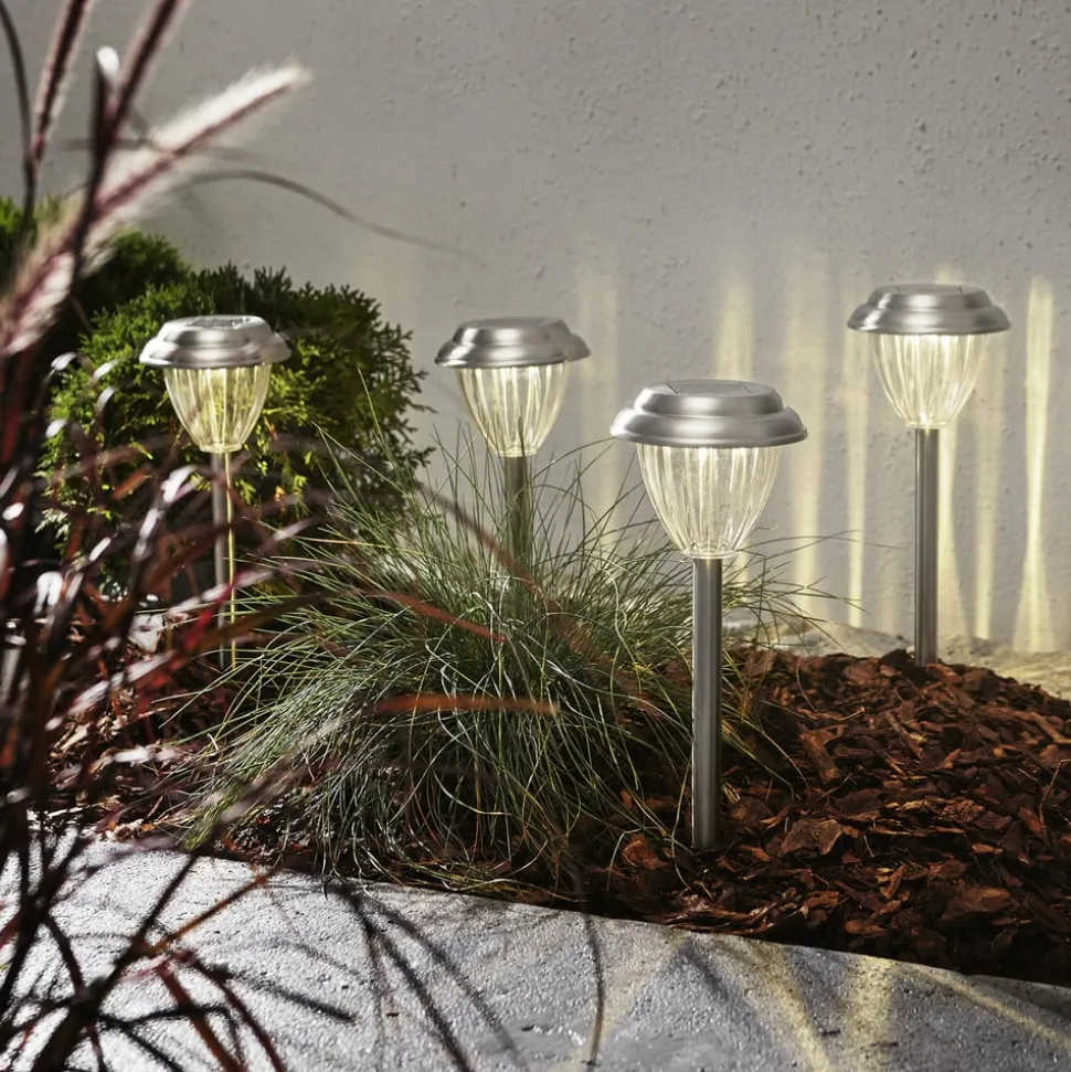 LED-sokkellampe solcelle Palma i sæt af 4