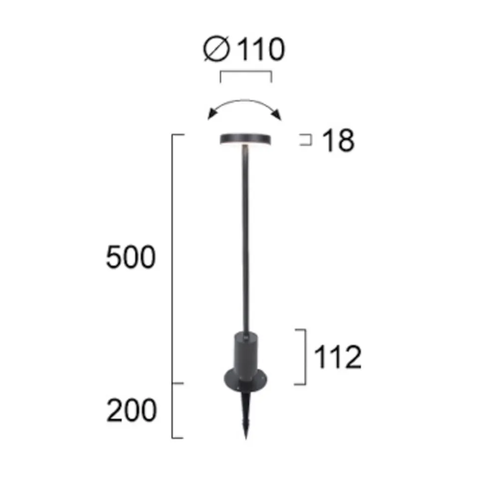 LED-sokkellampe Tango mørkegrå Højde 50 cm Metal, jordspyd