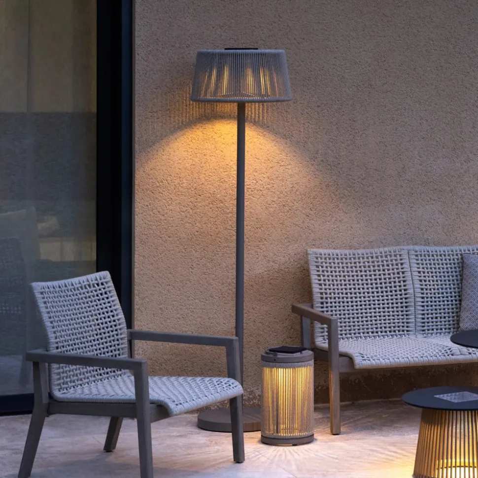 LED-solcellegulvlampe Rop&Strip, højdejusterbar, 500 lm