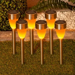 LED-solcellelampe 4135006 med flammeeffekt 6er-sæt