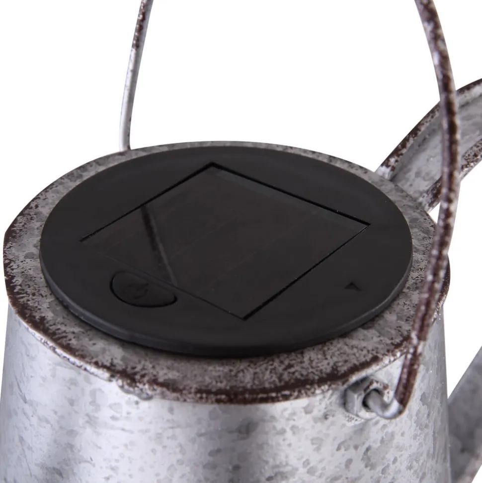 LED-solcellelampe 33652, sølv, vandkande, jordspyd, metal