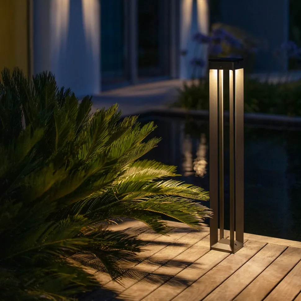 LED-solcellelampe Borne med sensor, 90 cm, grå