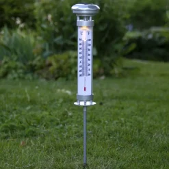 LED-solcellelampe Celsius, udendørstermometer