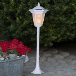 LED-solcellelampe Flame, 4-i-1, hvid