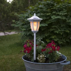 LED-solcellelampe Flame, 4-i-1, hvid
