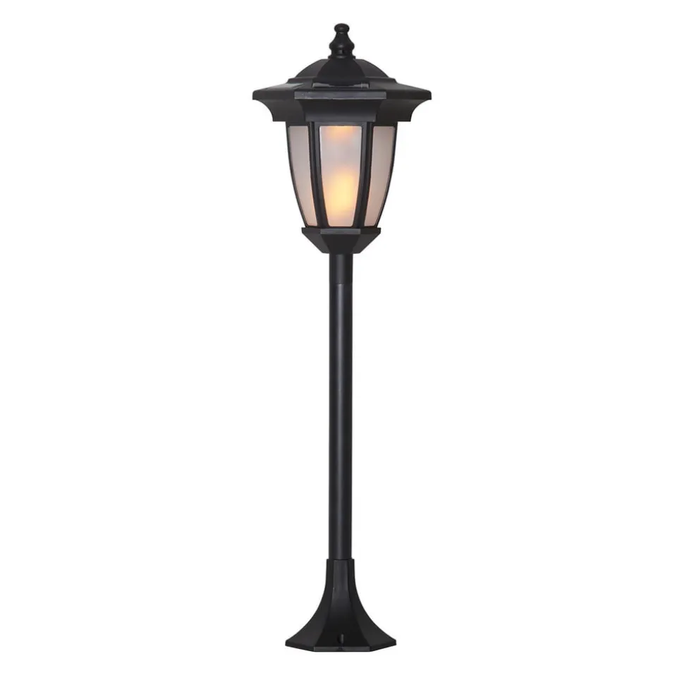 LED-solcellelampe Flame, 4-i-1, sort