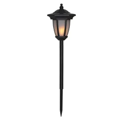 LED-solcellelampe Flame, 4-i-1, sort