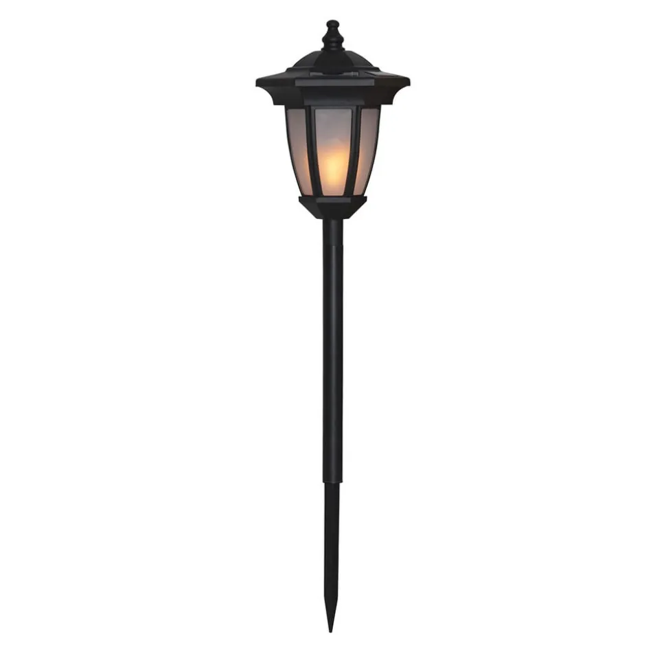 LED-solcellelampe Flame, 4-i-1, sort