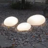 LED-solcellelampe Globy i stenform, længde 26,5 cm