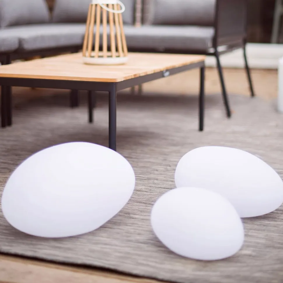 LED-solcellelampe Globy i stenform, længde 26,5 cm