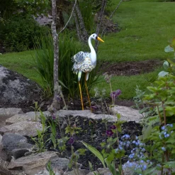 LED-solcellelampe Heron som en hejre figur