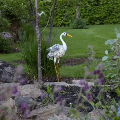 LED-solcellelampe Heron som en hejre figur