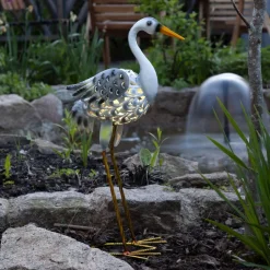 LED-solcellelampe Heron som en hejre figur