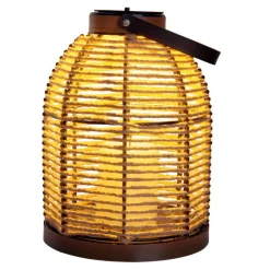 LED-solcellelampe Korbinian, brun, højde 29 cm, IP44, lygte