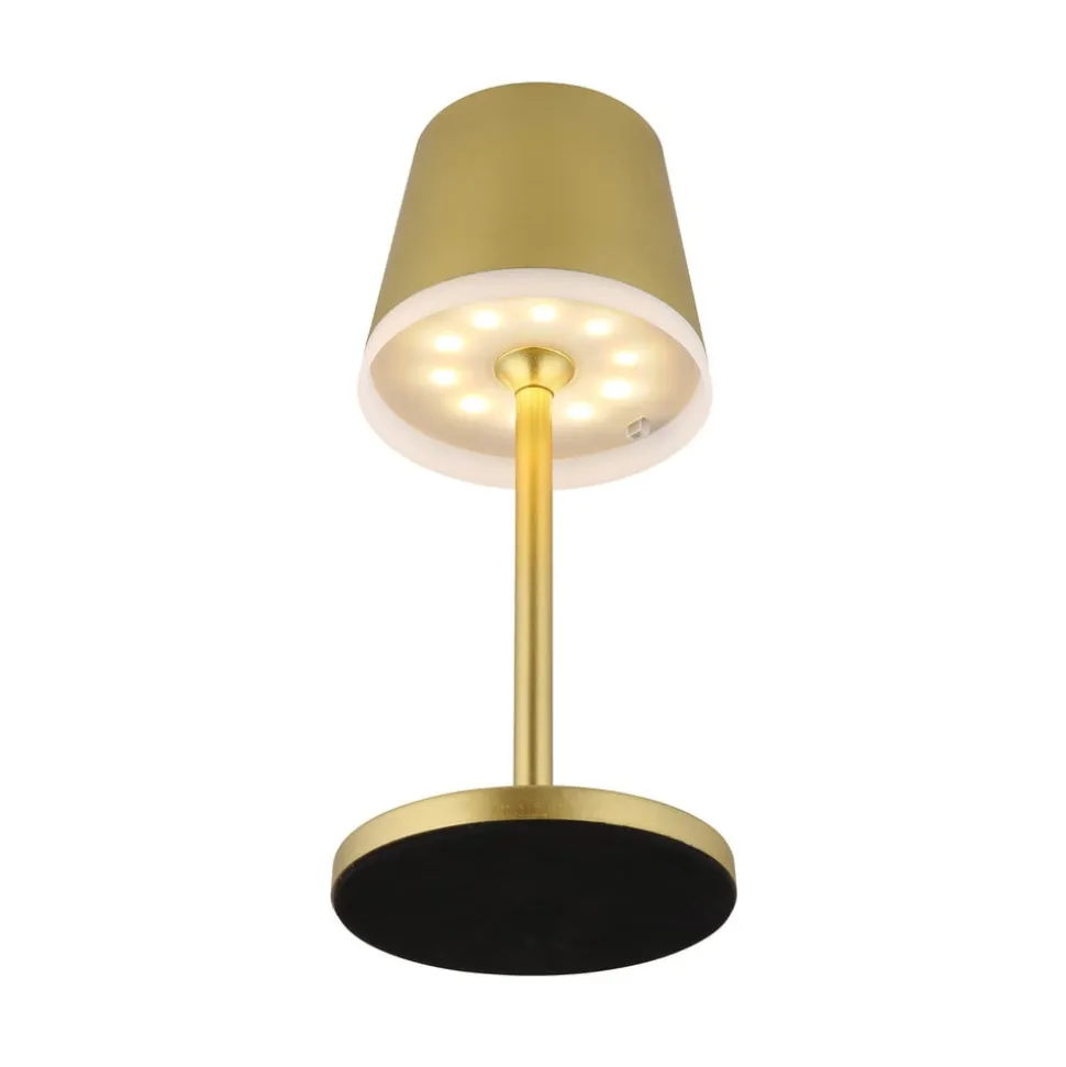 LED-solcellelampe, metal, guldfarvet, højde 41 cm, IP44