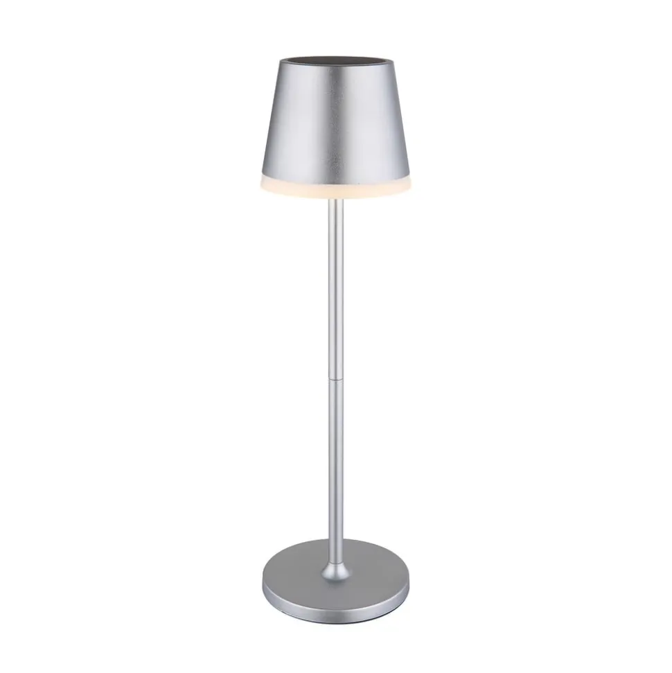 LED-solcellelampe, metal, sølvfarvet, højde 41 cm, IP44