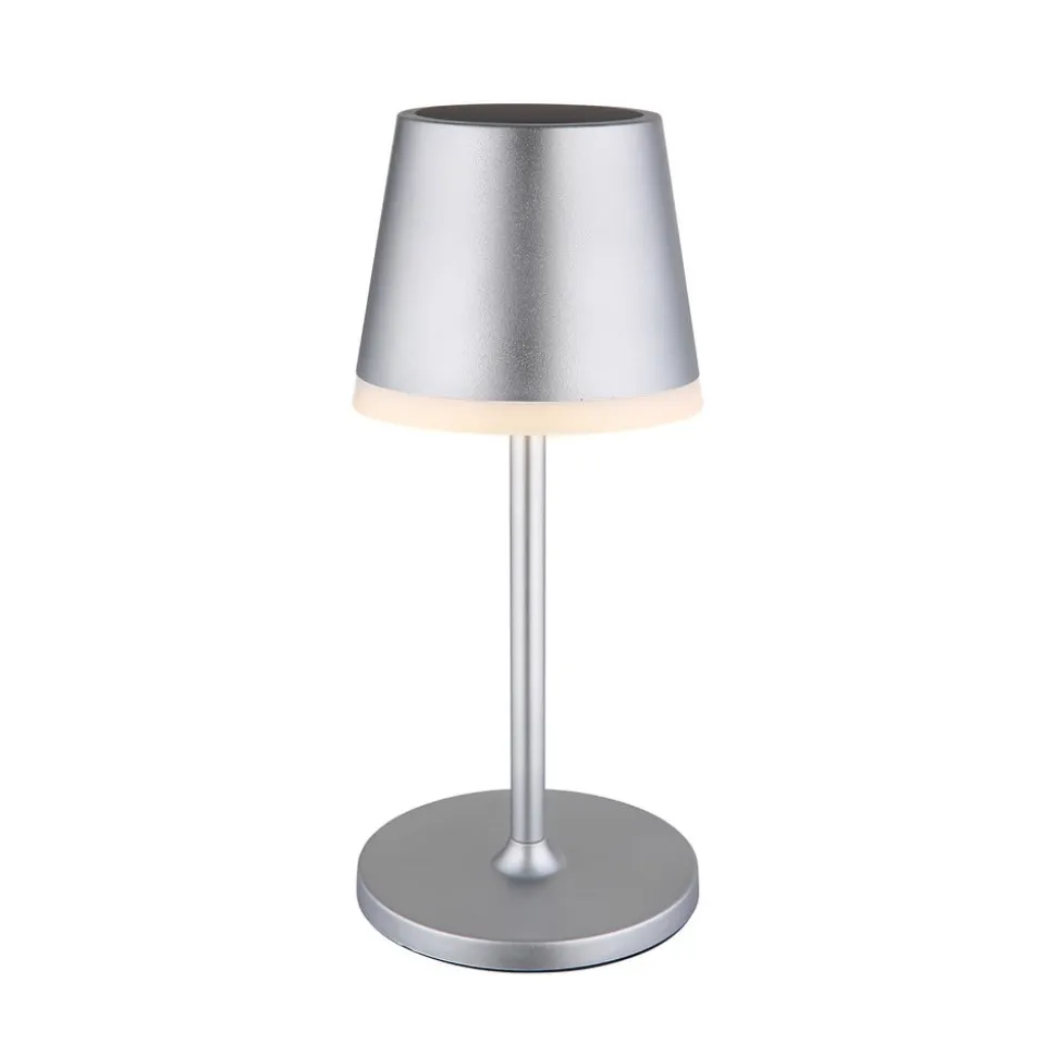LED-solcellelampe, metal, sølvfarvet, højde 41 cm, IP44