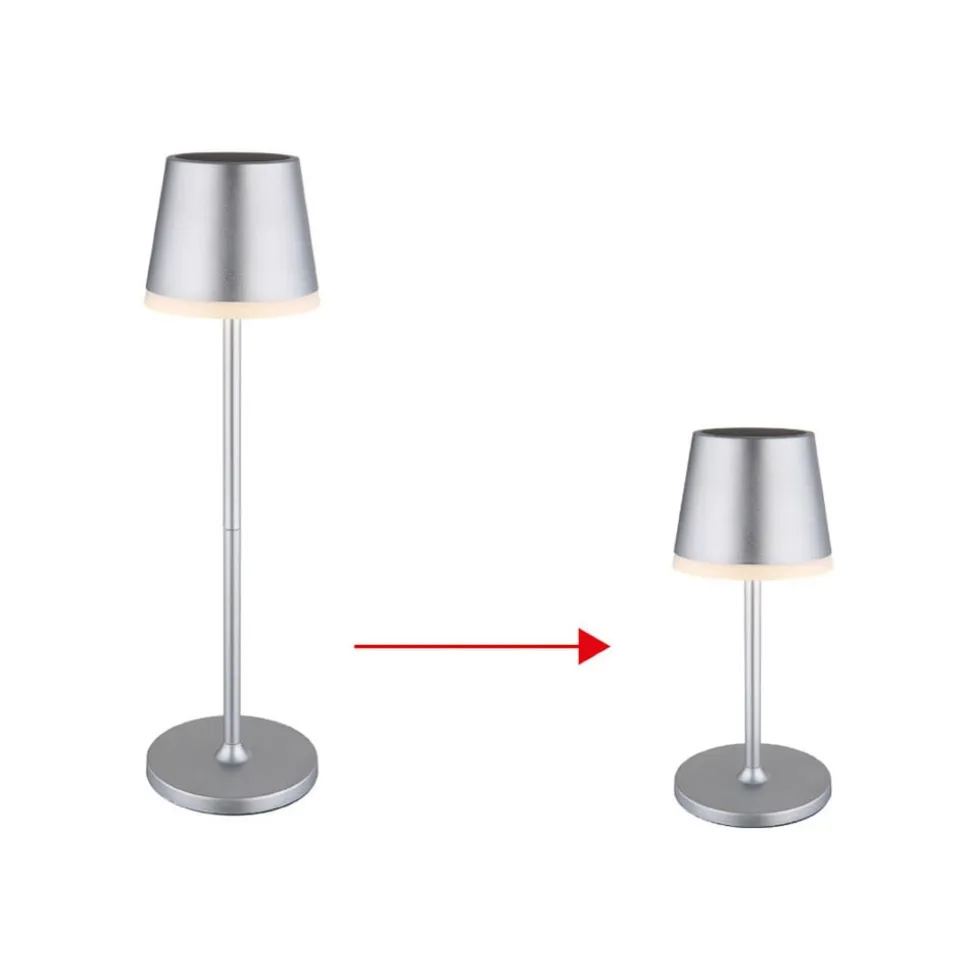 LED-solcellelampe, metal, sølvfarvet, højde 41 cm, IP44