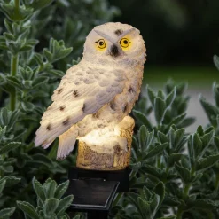 LED-solcellelampe Owl med jordspyd