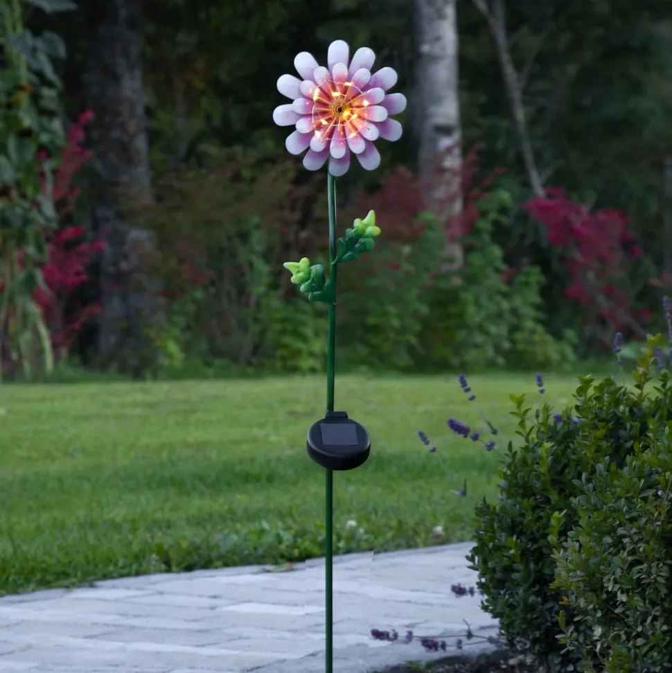 LED-solcellelampe Pink Daisy i blomsterform