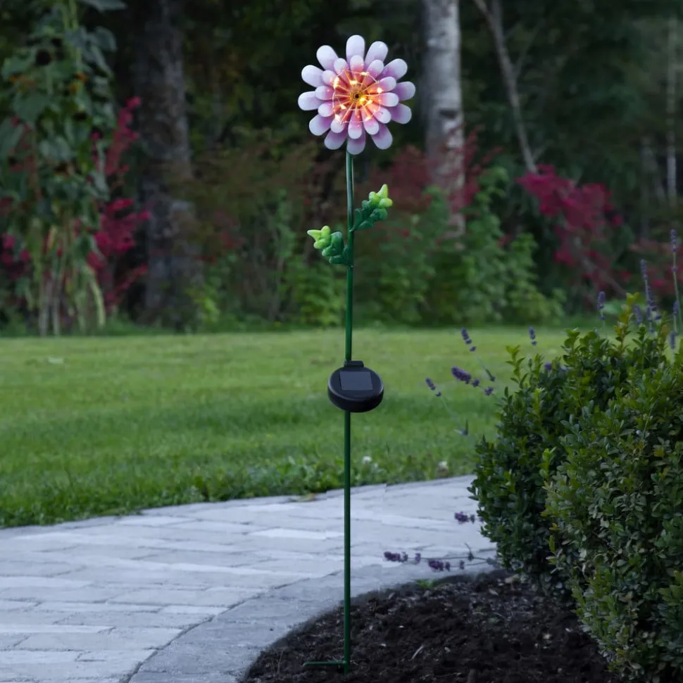 LED-solcellelampe Pink Daisy i blomsterform