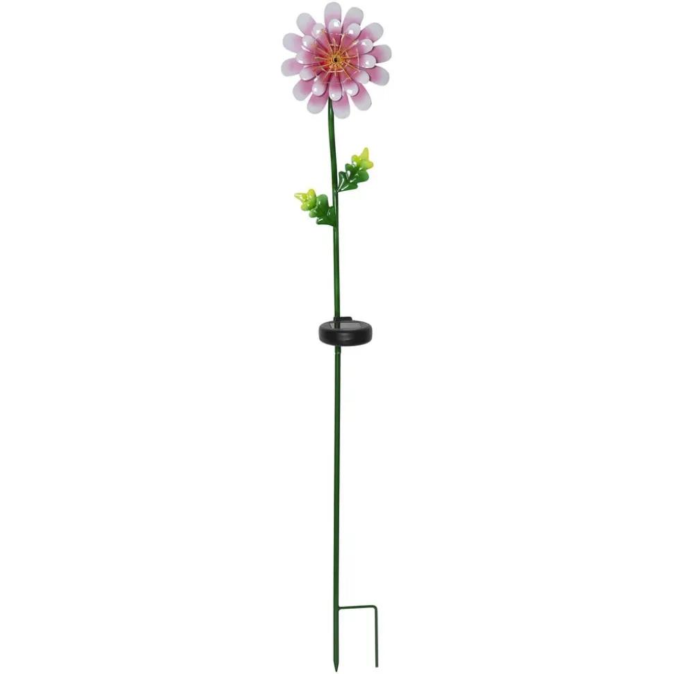 LED-solcellelampe Pink Daisy i blomsterform