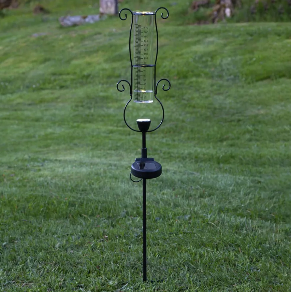 LED-solcellelampe Pluvio med regnmåler