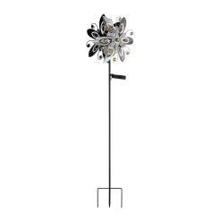 LED-solcellelampe 36578S, jordspyd, sølv/sort, metal