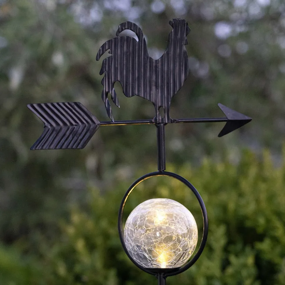 LED-solcellelampe Windy, viser vindretningen