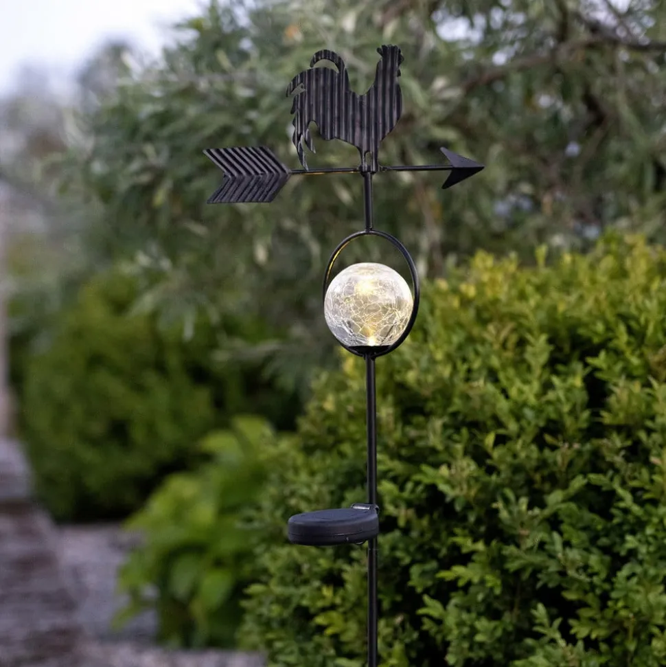 LED-solcellelampe Windy, viser vindretningen