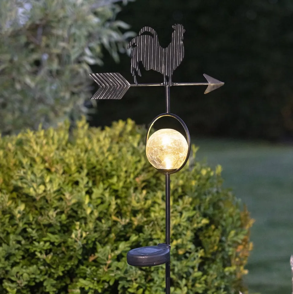 LED-solcellelampe Windy, viser vindretningen