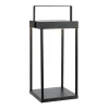 LED-solcellelanterne Pure, sort, USB, metal, højde 42 cm