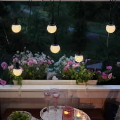 LED-solcellelyskæde combo, 6 lyskilder, IP44, plast