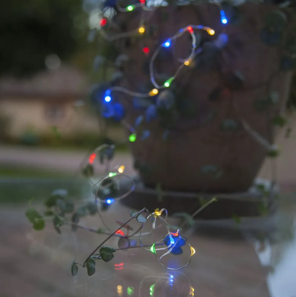 LED-solcellelyskæde Dew Drop, flerfarvet