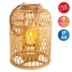 LED-sollygtekurv, bambus, højde 38 cm, naturlig