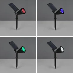 LED-solspotlight Festival, sort mat, RGB, sensor