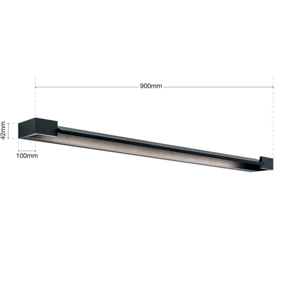 LED-spejlbelysning Marilyn i sort, bredde 90 cm