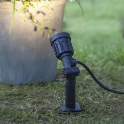 LED-spot med jordspyd 418-92-1, sort plast, drejelig