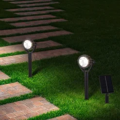 LED-spot med jordspyd NOMI, sort, 6 stk. sæt, IP44